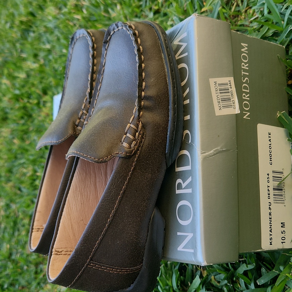 New Nordstrom Kids Chocolate Dark Brown Slip-On Loafers Size 10.5